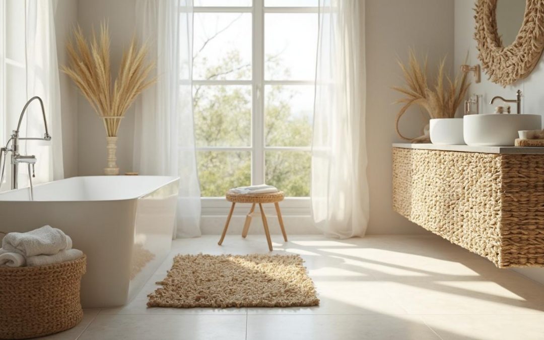 Le jonc de mer dans la salle de bain : idées déco naturelles et tendance pour un espace zen